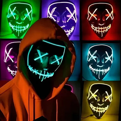 Máscara de Halloween Purga Neon LED